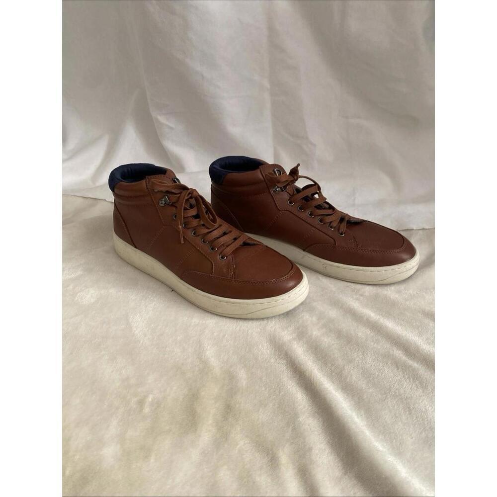 TED BAKER Men's Mallano Leather Sneakers Brown Blue SHOES EU 46 US 13 High top - Picture 4 of 9